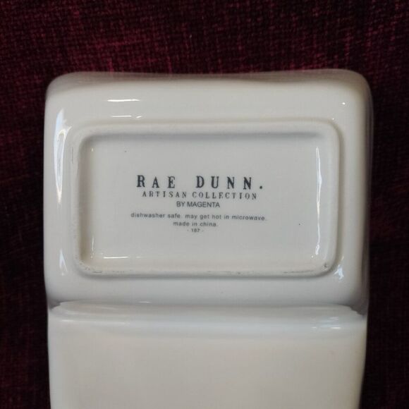 RAE DUNN Divided Double Dish MINE/YOURS Trinket Snack Salsa Dish by Magenta - Picture 5 of 9